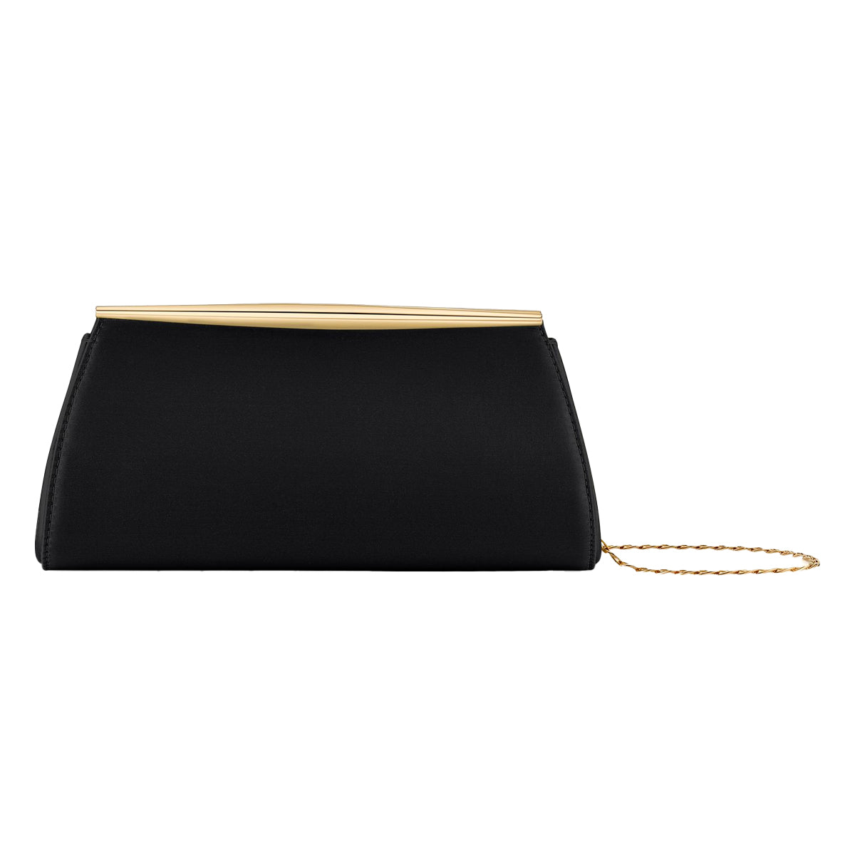 Suzannah Clutch in Black Diamond Satin with Chain - Tyler Ellis