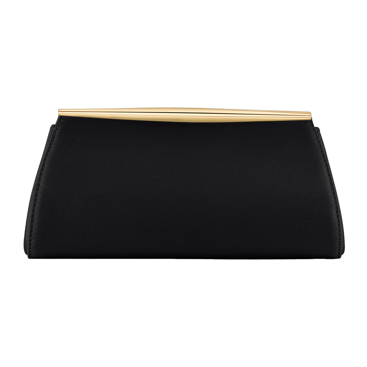 Suzannah Clutch in Black Diamond Satin with Chain