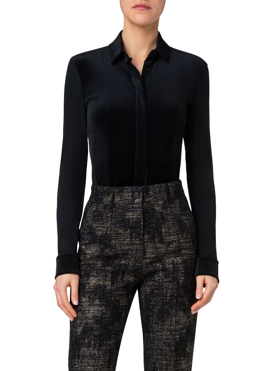 Mixed Media Long Sleeve Blouse - Akris Punto