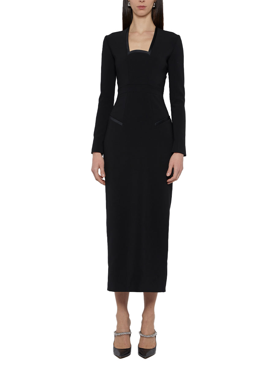 Square Neck Long Sleeve Sheath Dress