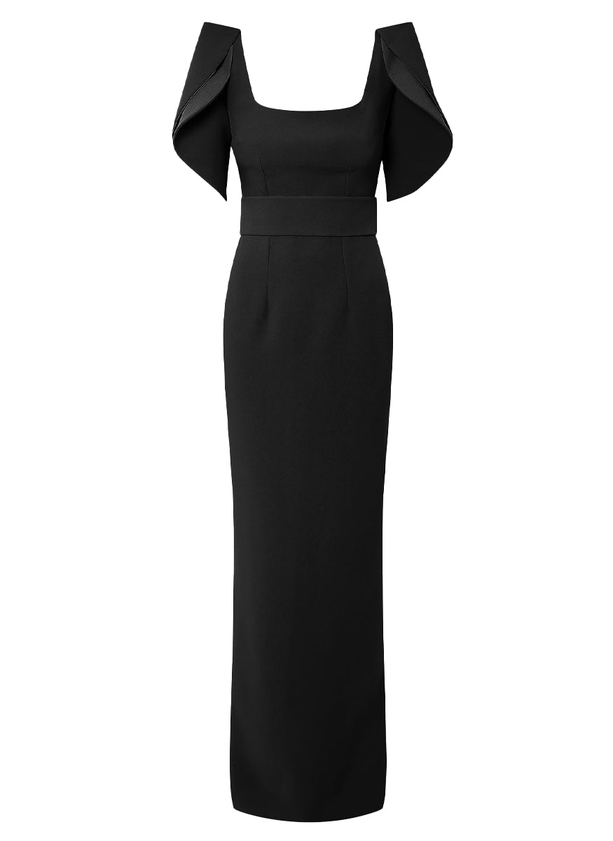 Dara Gown in Black Heavy Crepe and Satin