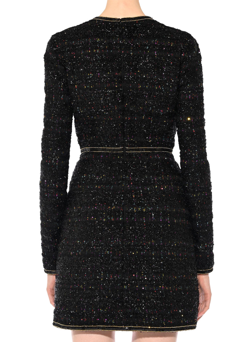 Boucle with Sequin Long Sleeve Mini Dress