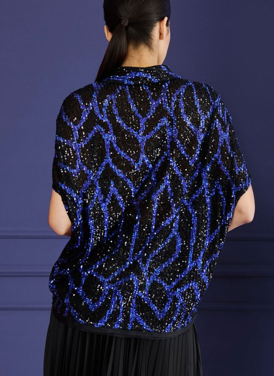 Sparkle Stretch Tulle Top in Royal Blue