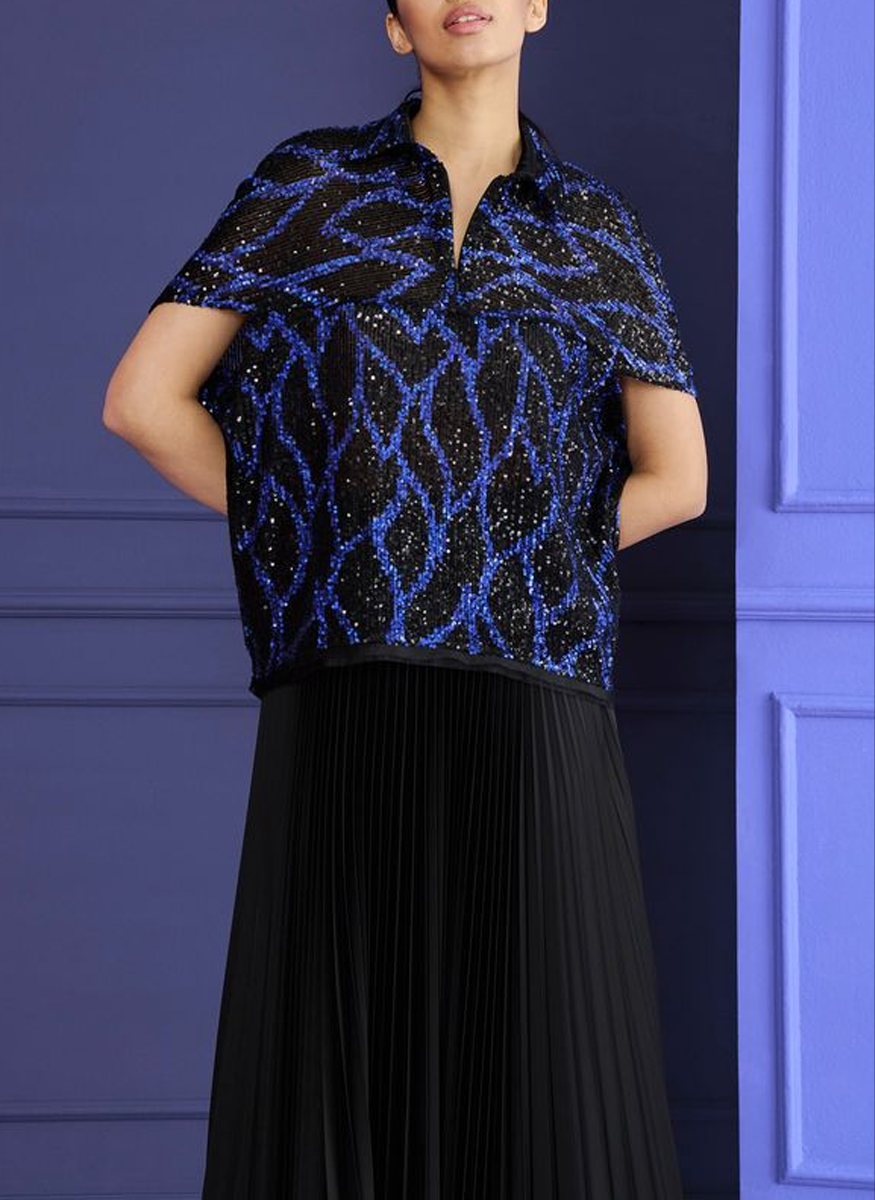 Sparkle Stretch Tulle Top in Royal Blue