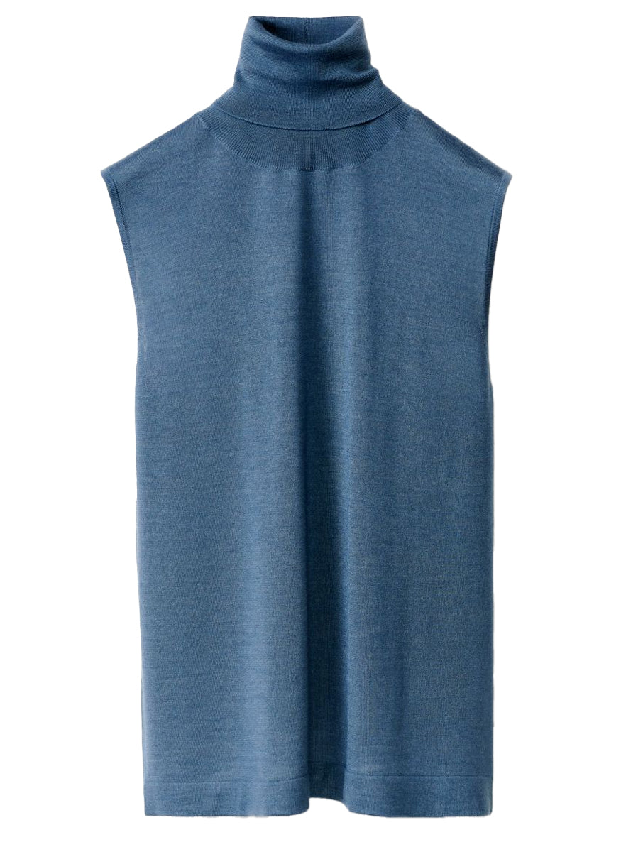 Cashmere Silk Turtle Neck Sleeveless Top