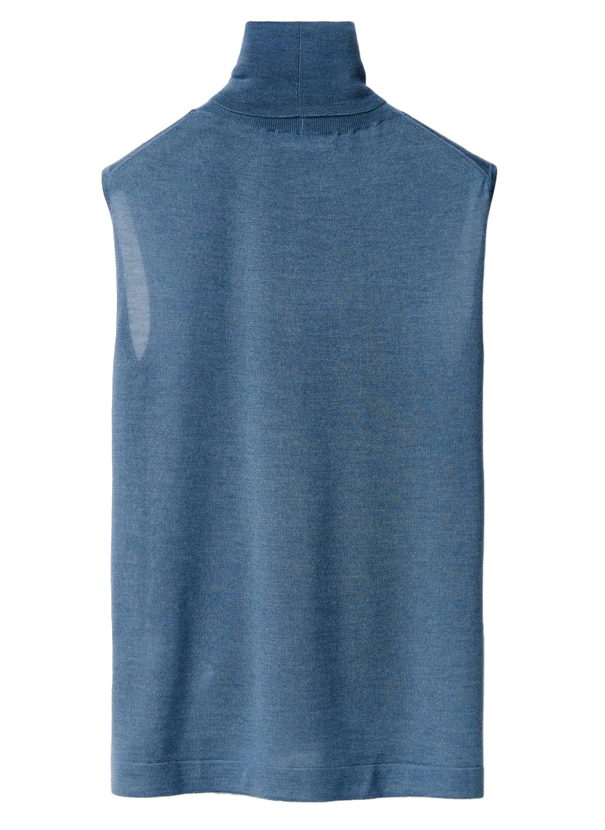 Cashmere Silk Turtle Neck Sleeveless Top