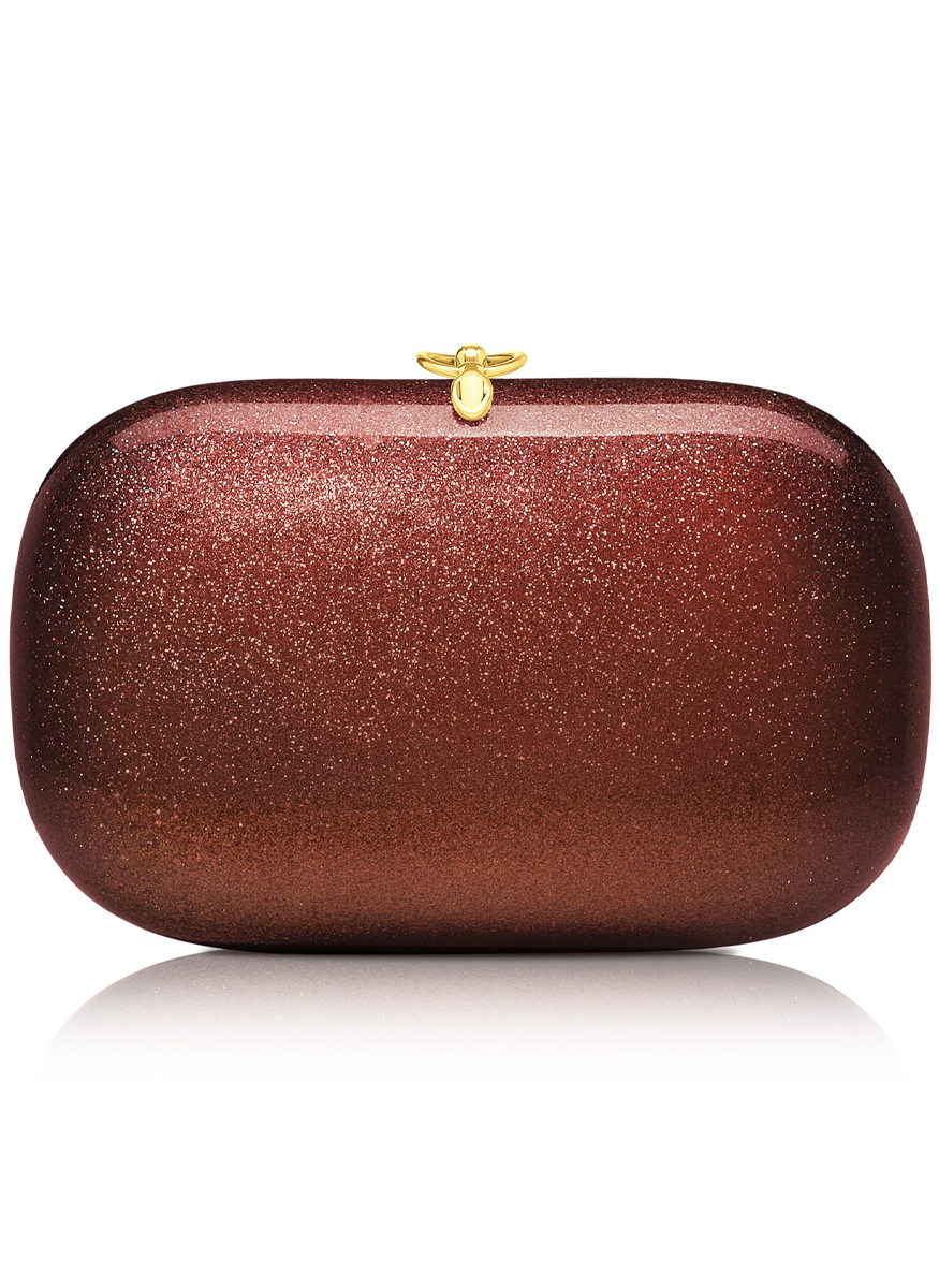 Elina Plus Clutch with Chain in Bronze Sparkling Iridescence