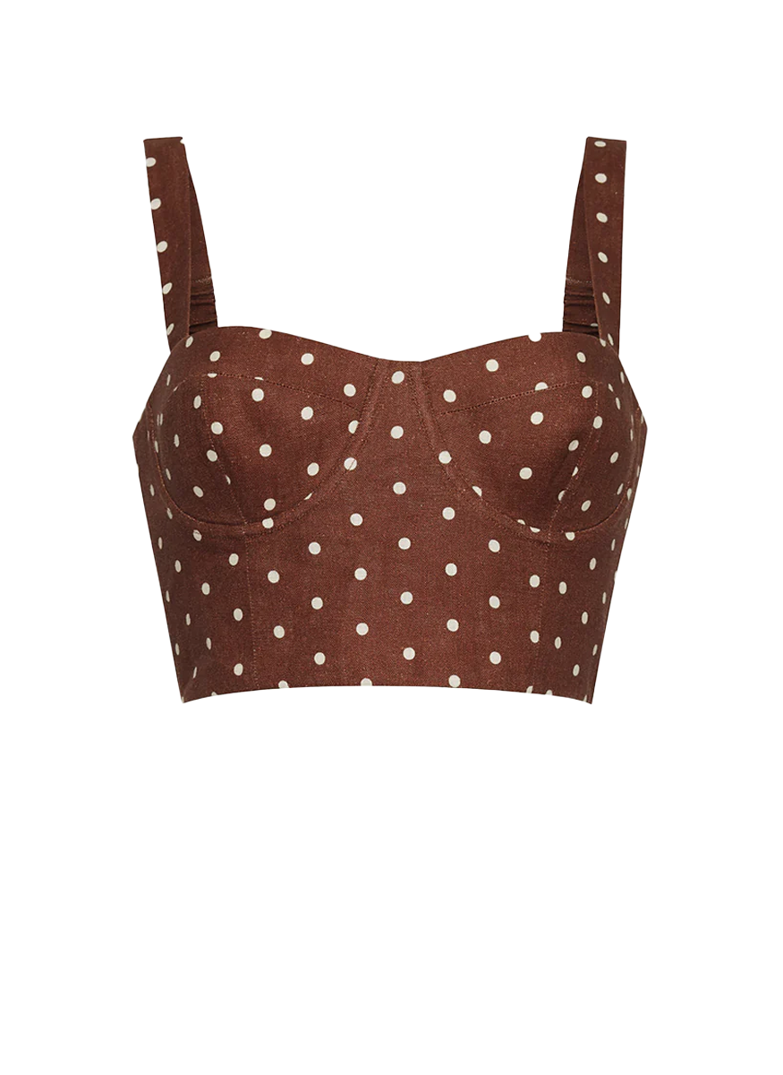 Claudine Top in Dots Khaki
