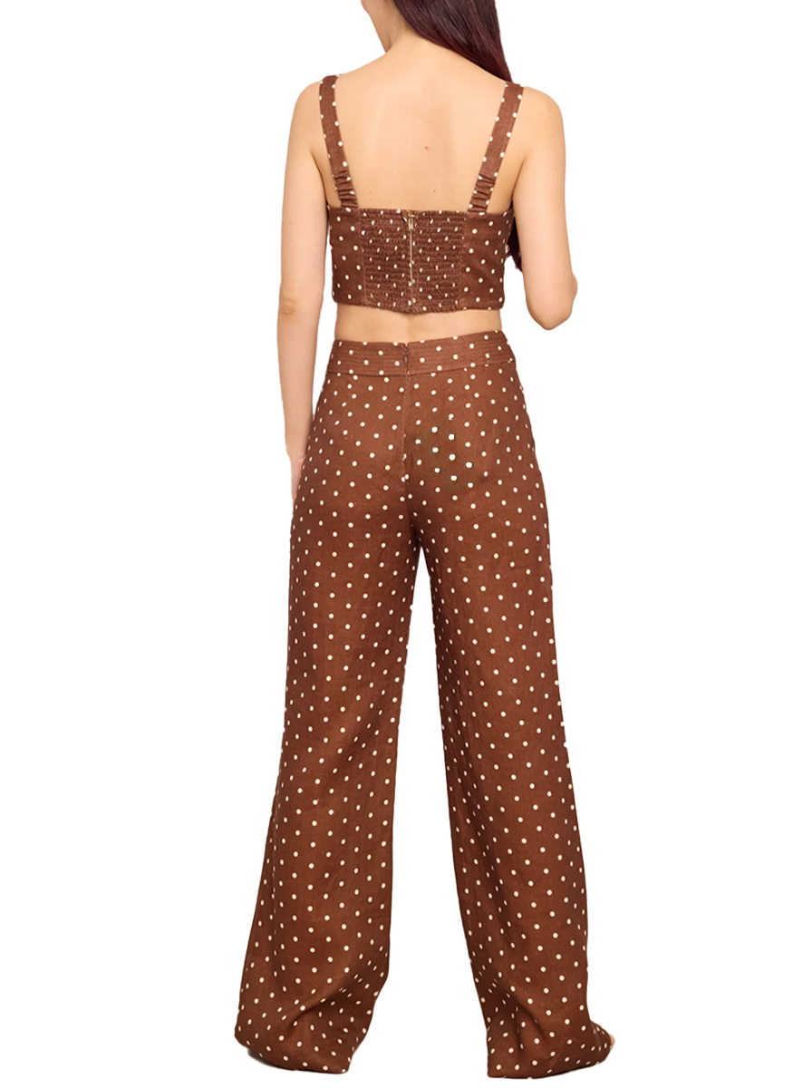 Josephine Wide-Leg Pant in Dots Khaki - Cara Cara