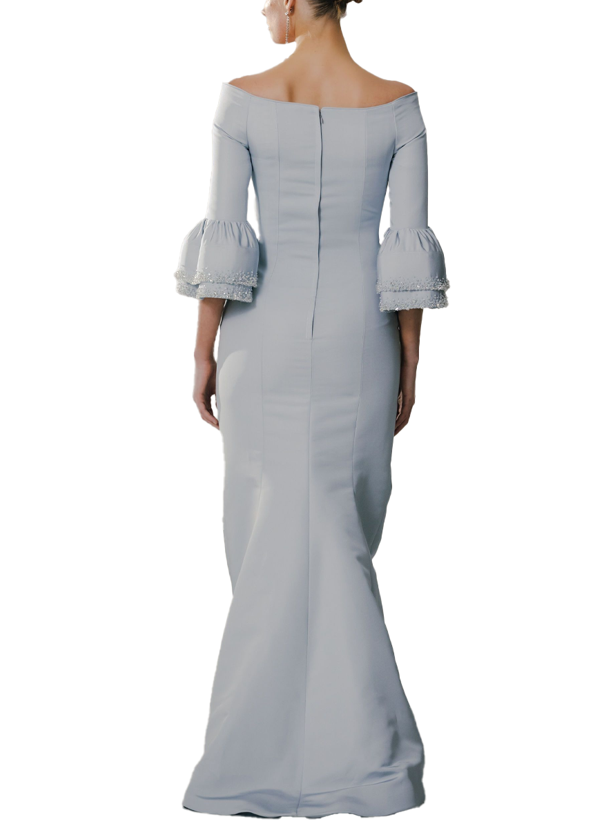 Off Shoulder Barcelona Gown with Trumpet Skirt in Silk Faille