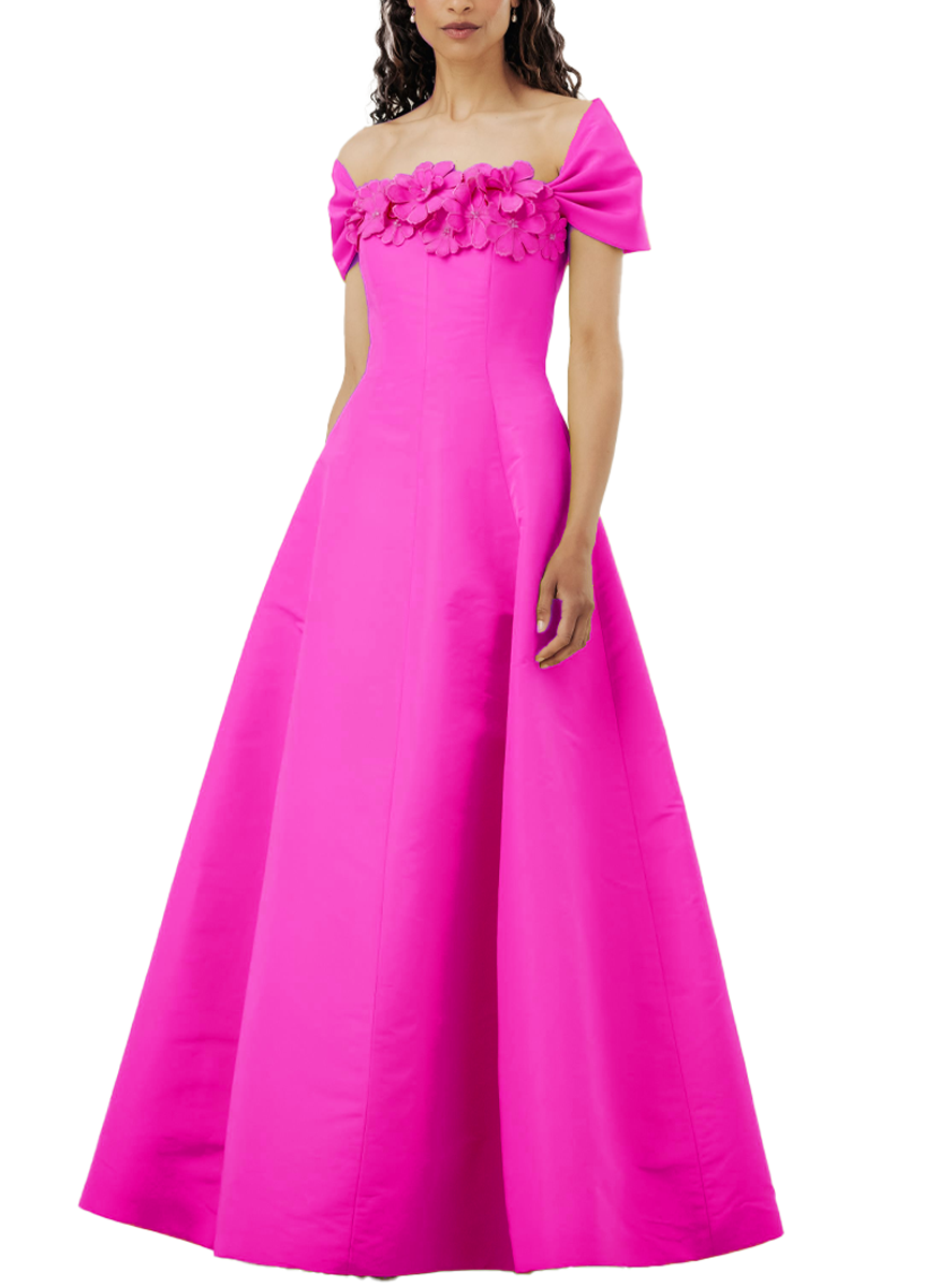 Strapless Van Der Rohe Gown with Capelet in Silk Faille