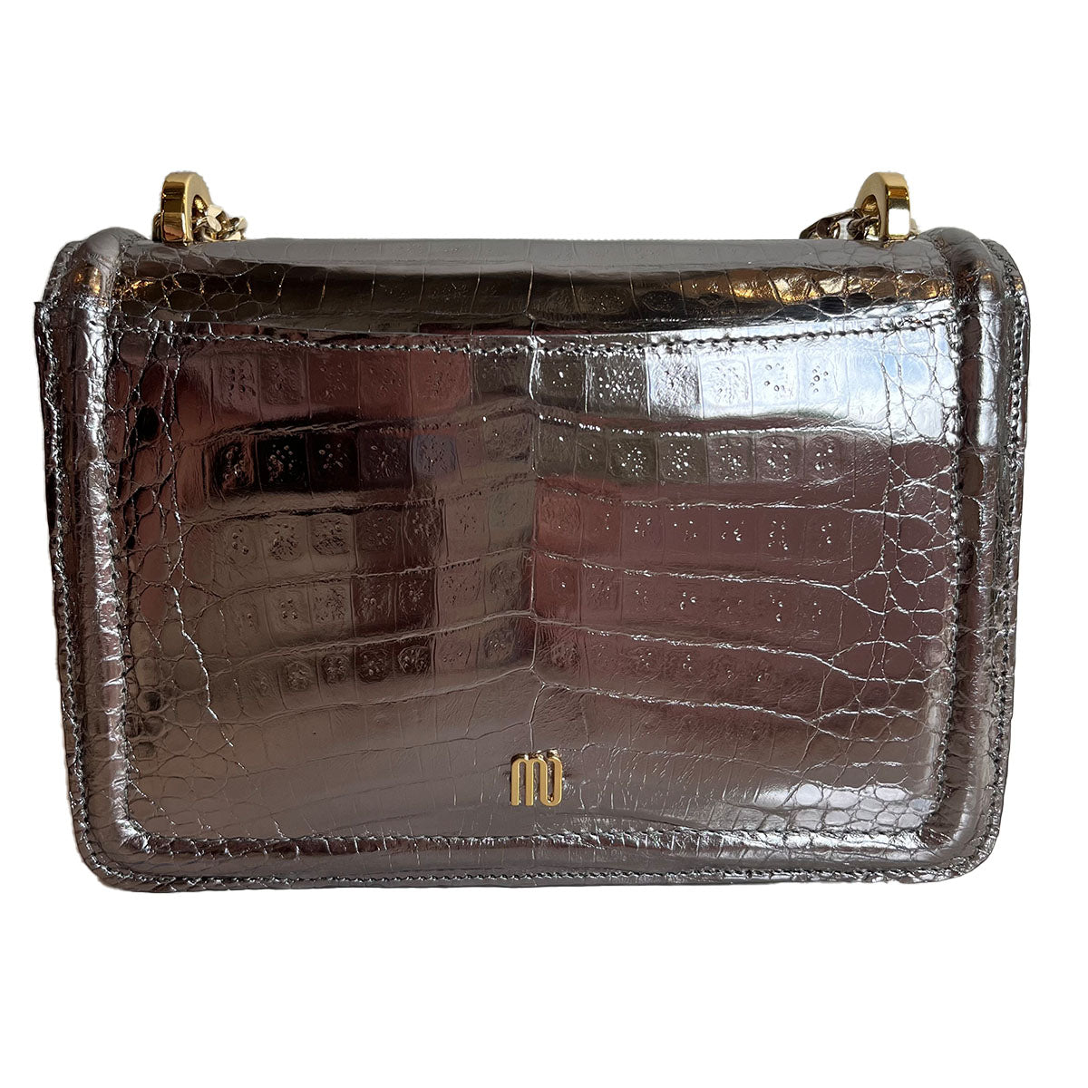 Chloe Crossbody Bag in Metallic Croc