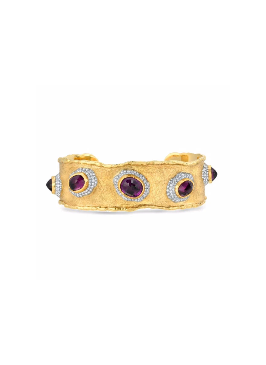 Purple Garnet and Diamond Cuff