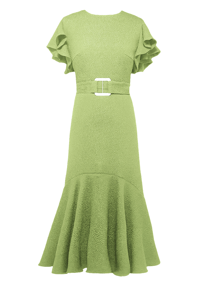 Dada Bubble Jacquard Midi Dress in Pistachio