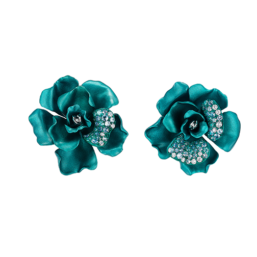 Aqua Camellia Earrings