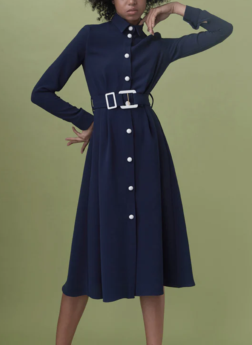 Echo Midi Shirtdress in Georgette Champion - Edeline Lee