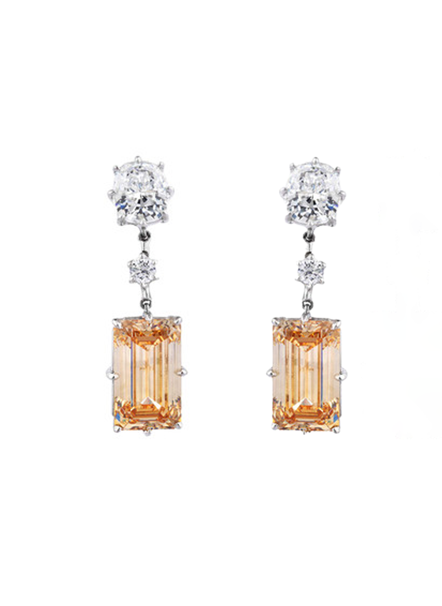 Cushion and Coffee Drop Earrrings