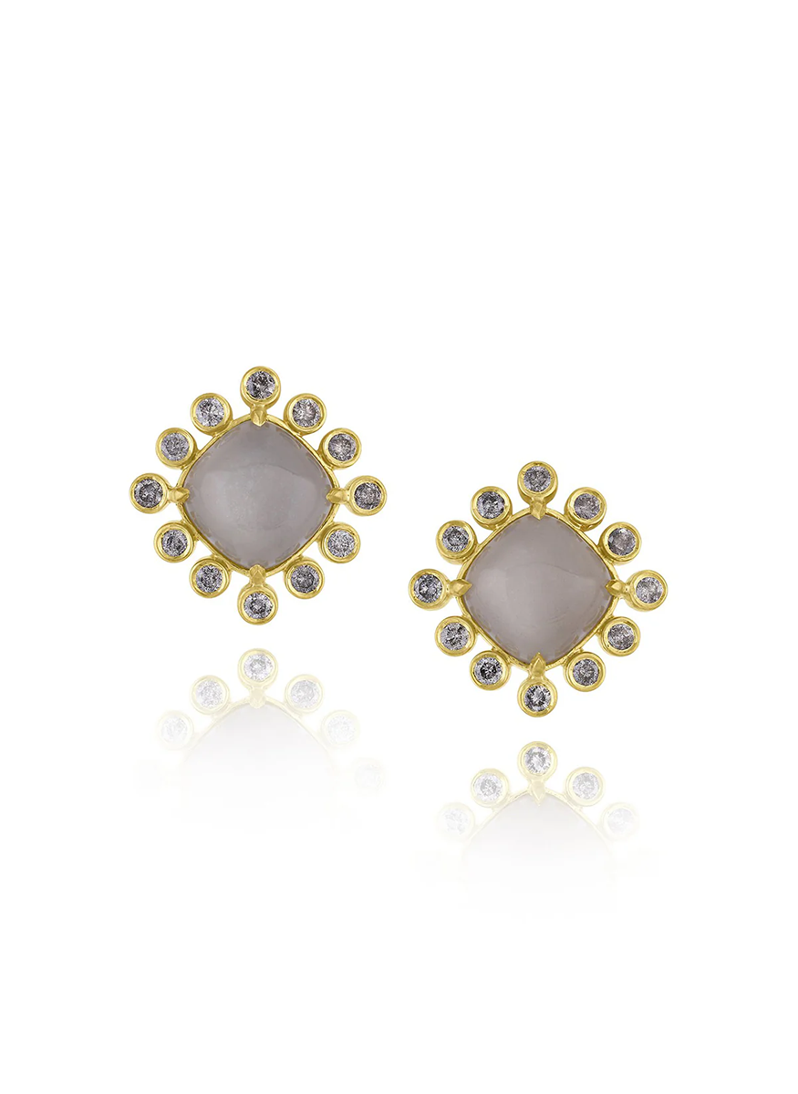 Essential Colors Earclips, Grey Moonstone