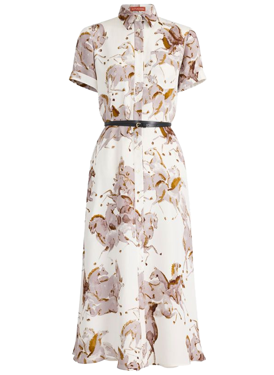 Kiera Dress Horse Print in Silk