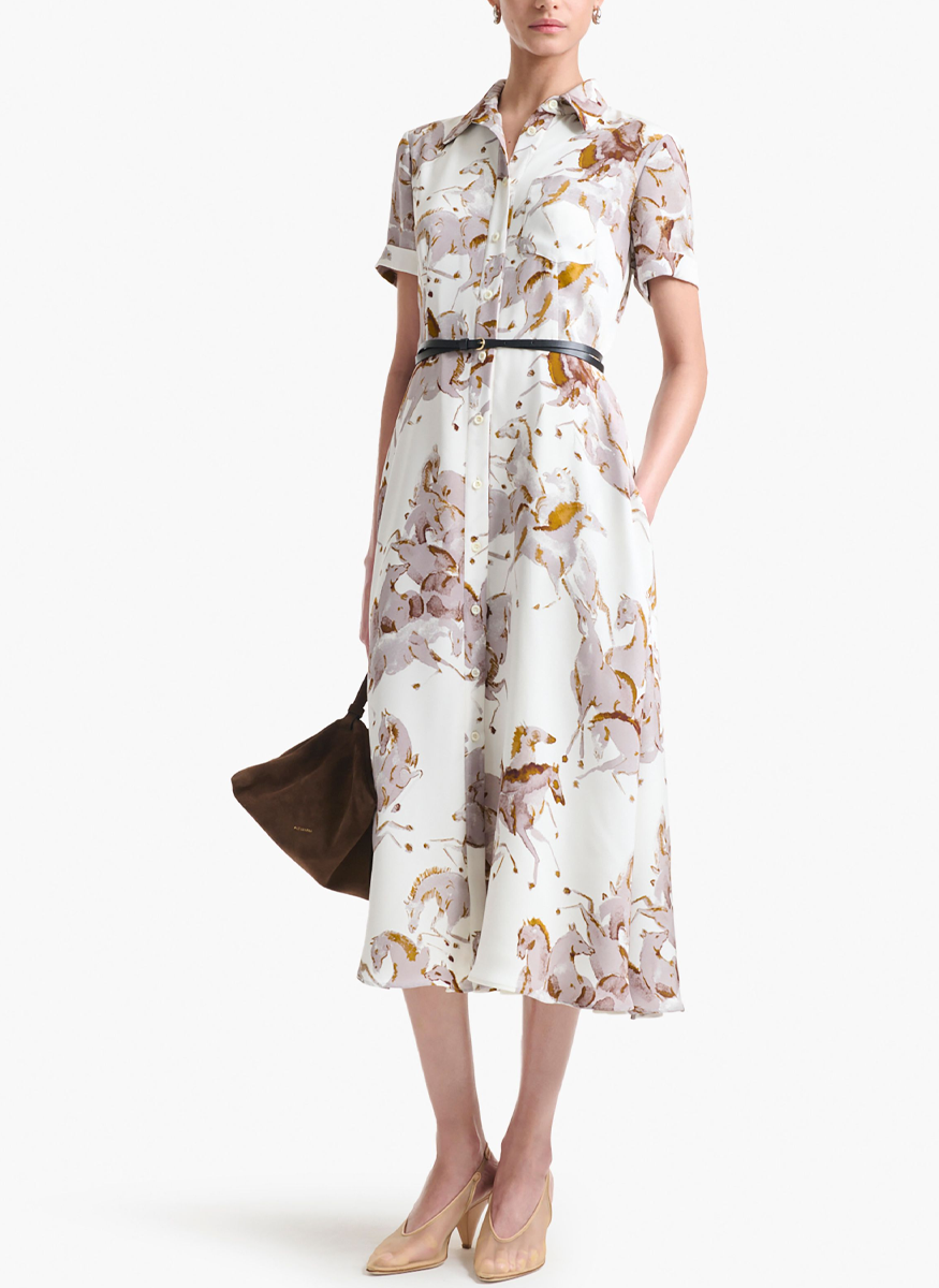 Kiera Dress Horse Print in Silk