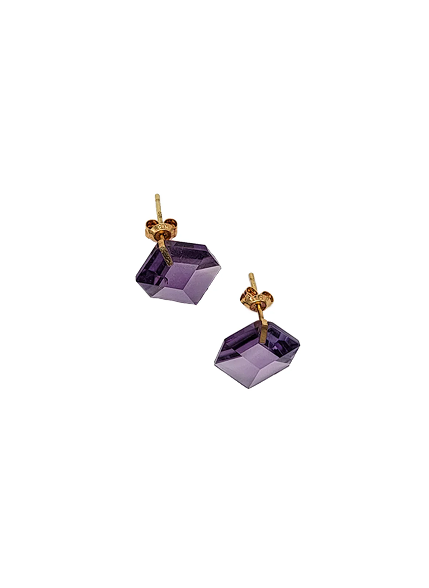 Cube Studs, Amethyst