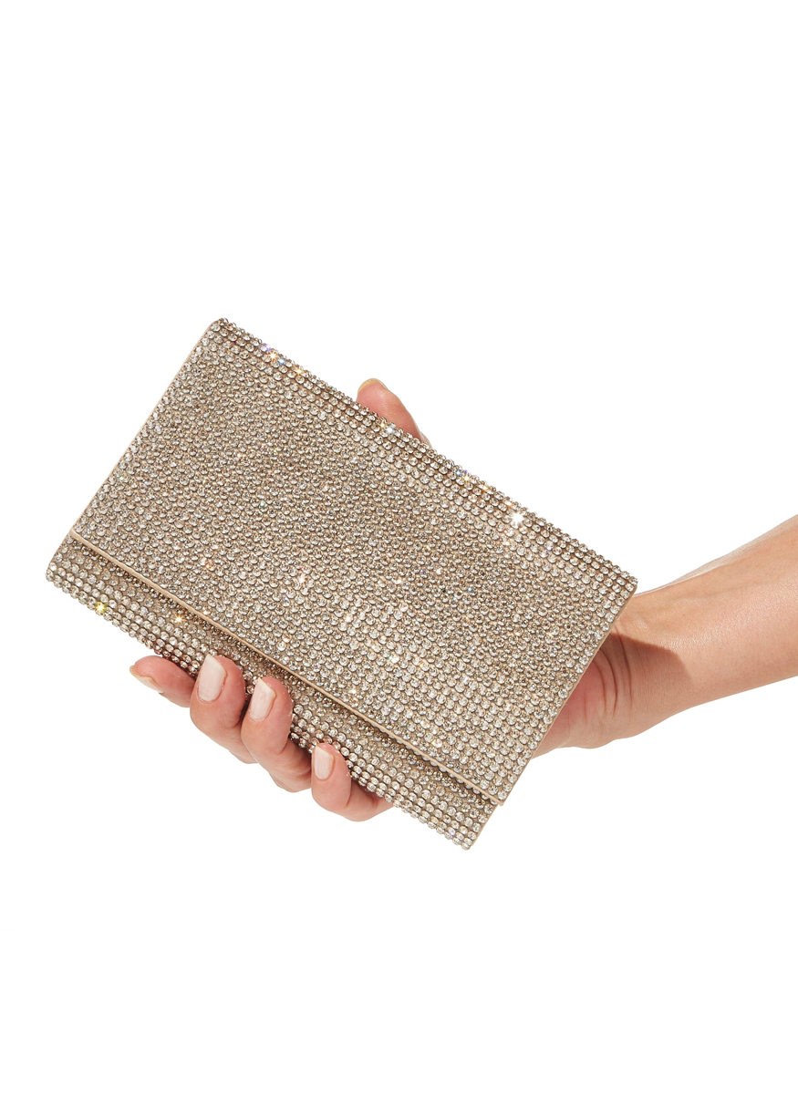 Fizzy Crystal Clutch in Champagne with Chain - Judith Leiber Couture