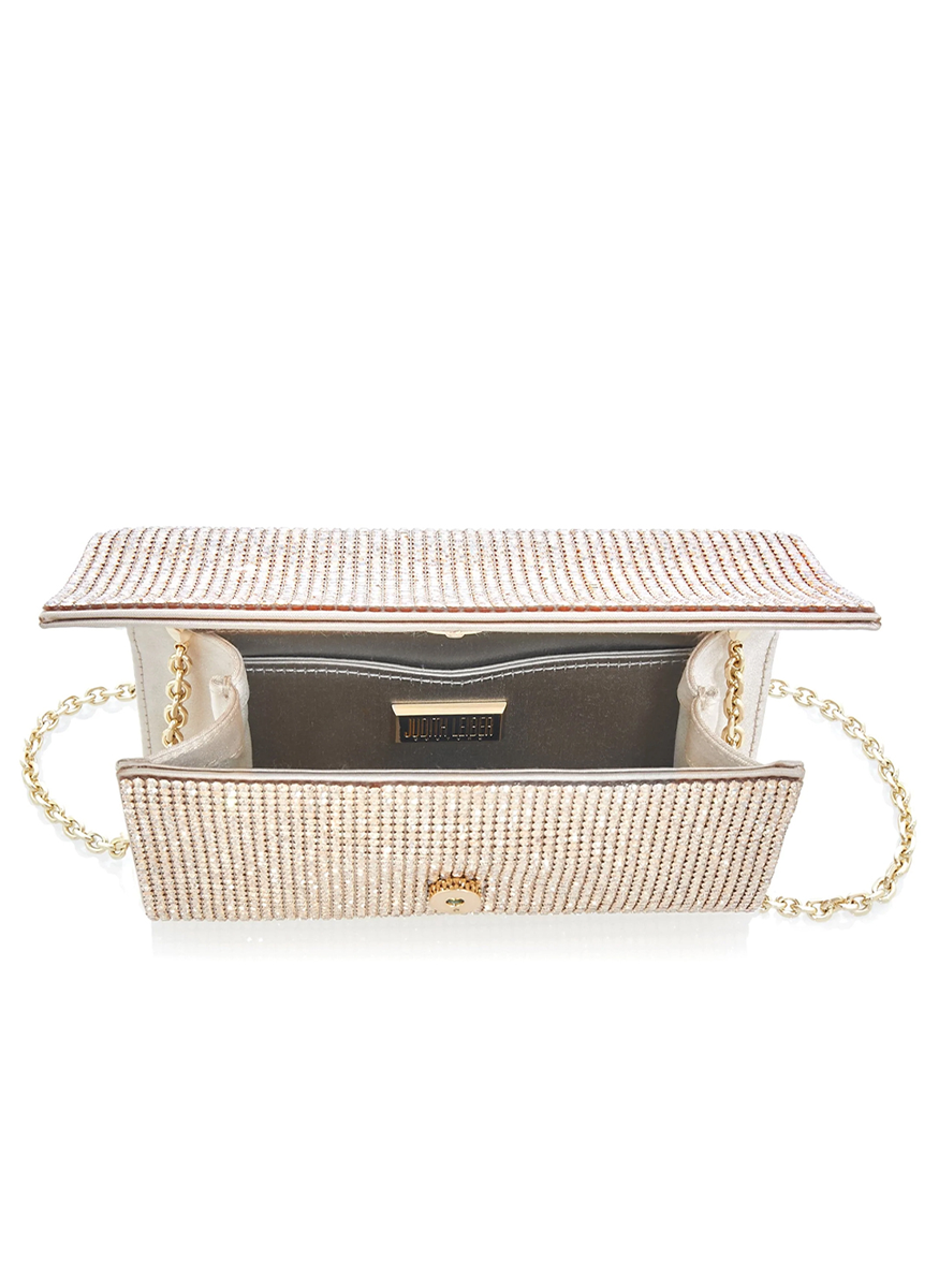 Fizzy Crystal Clutch in Champagne with Chain