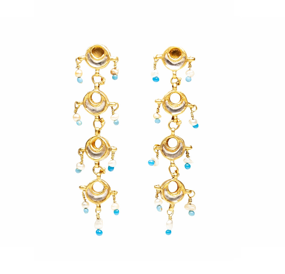 Heritage Crescent Moon Long Earrings