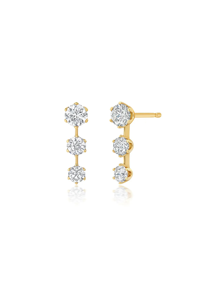 Floating Triple Diamonds Earrings