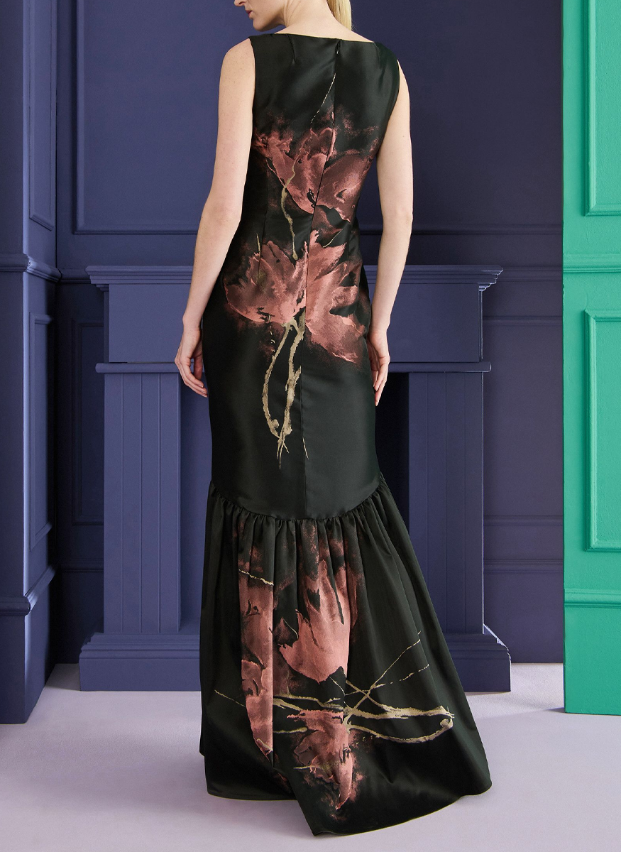 Floral Bouquet Jacquard Gown