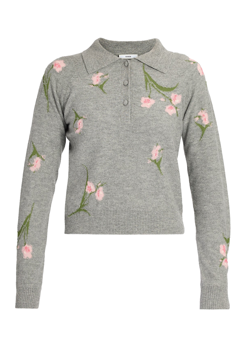 Merino Wool Floral Knit Jumper