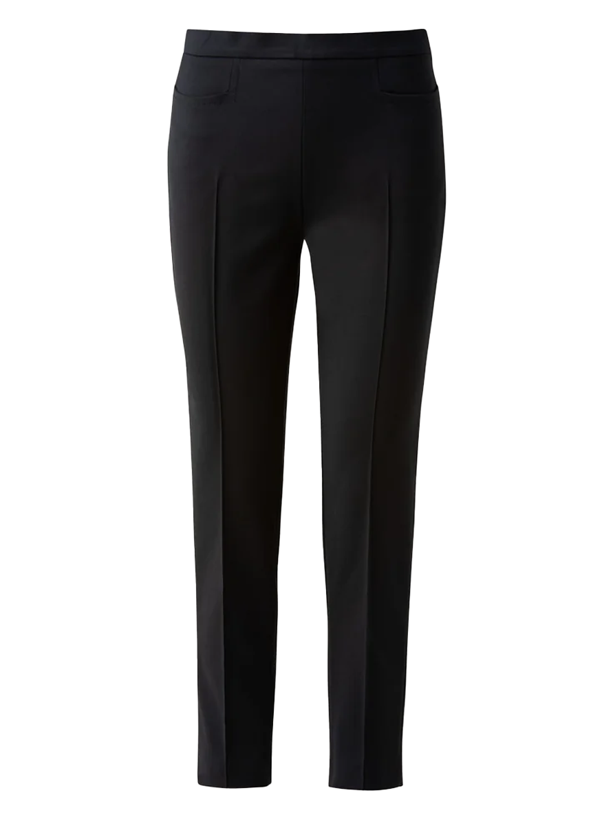 Franca Slim Ankle-Length Cotton Techno Stretch Pants in Black