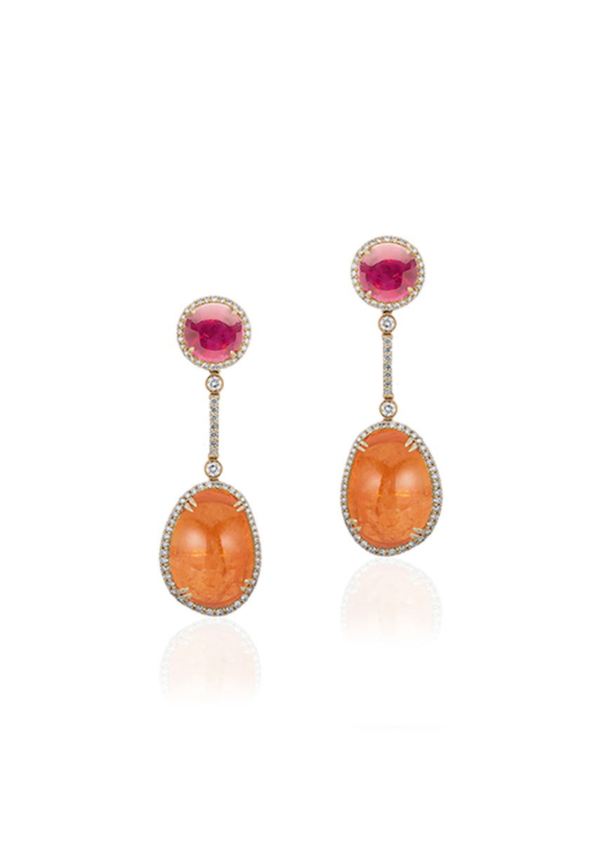 Orange Coral popular & Garnet Earrings