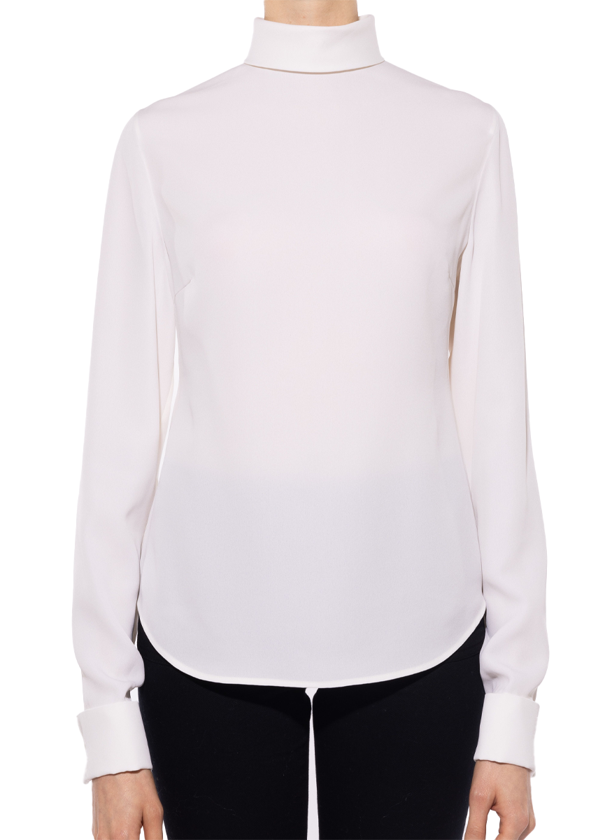 Crepe High Neck Blouse