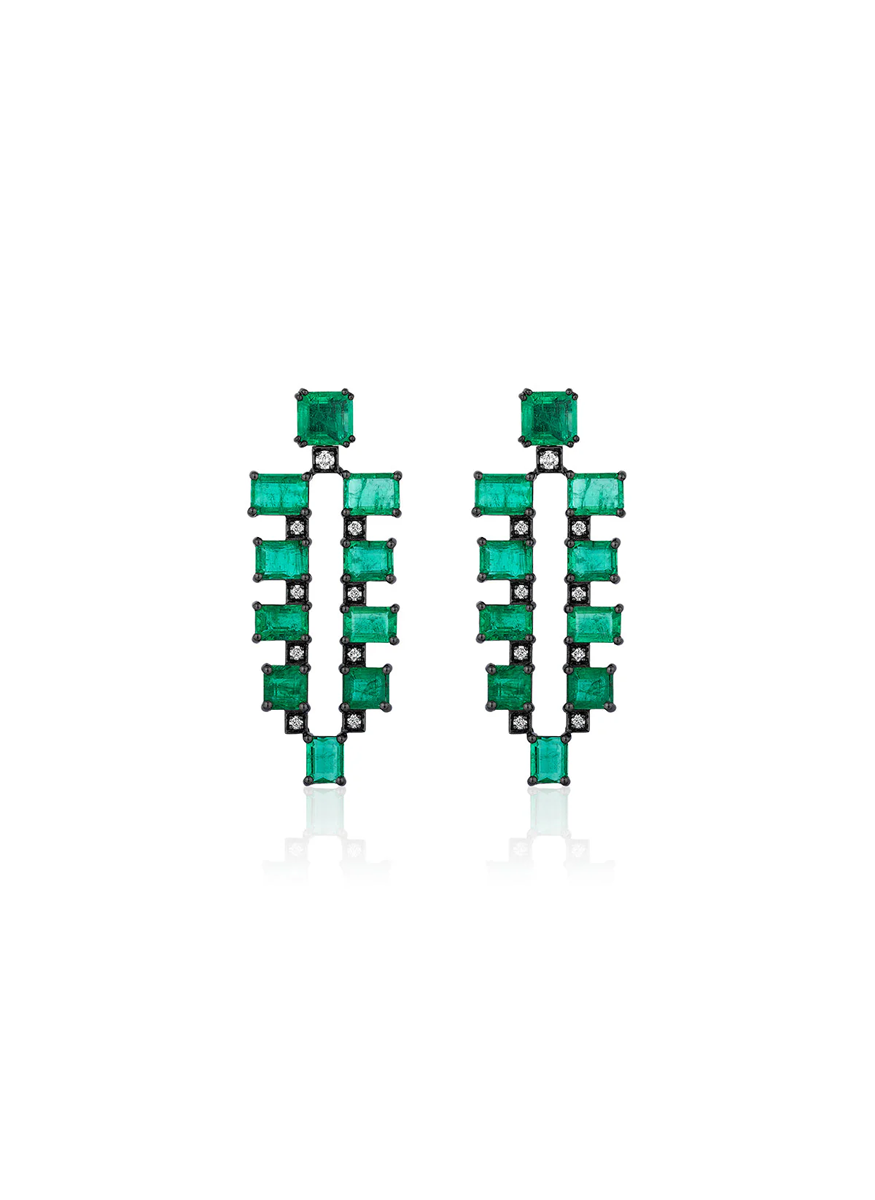 G-One Emerald and Diamond Earrings