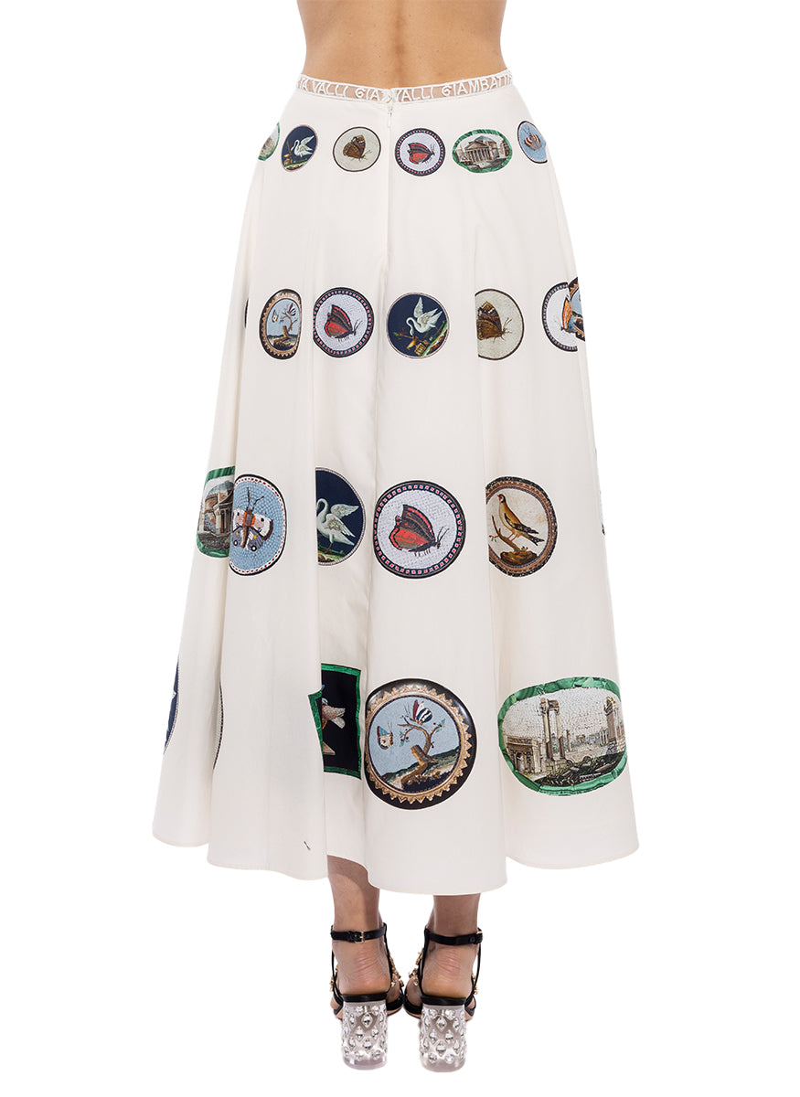 Mosaic Print Poplin Midi Skirt