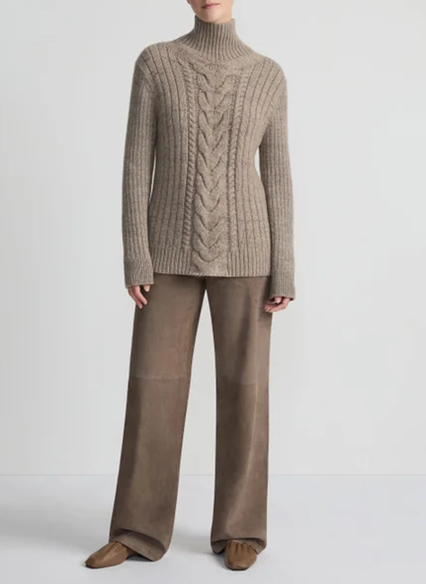 Mixed Stitch Stand Collar Sweater