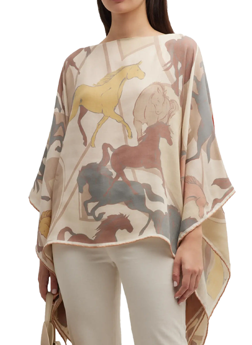 Cashmere Printed Scarf Poncho
