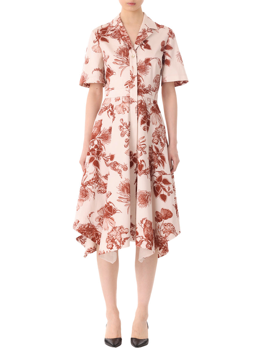 Forest Floral Printed Midi Shirtdress