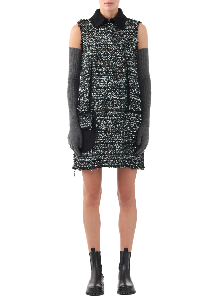 Collared Tweed Mini Shift Dress