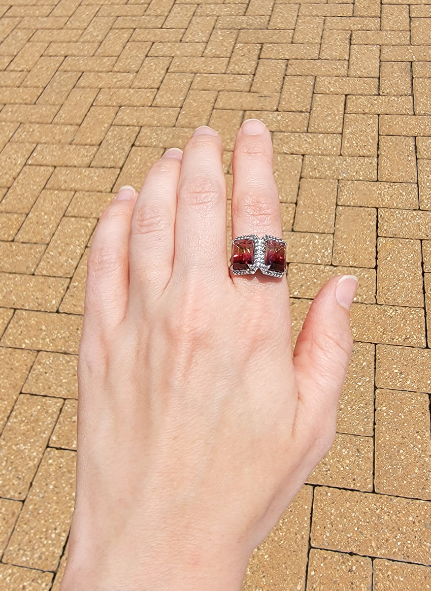 Bicolor Pink Tourmaline Ring