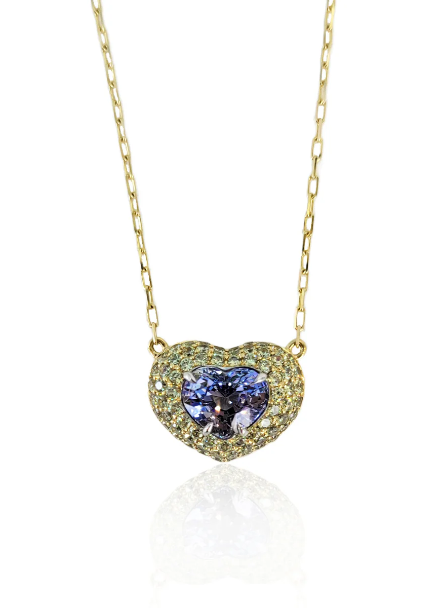 Cobalt Spinel Heart Necklace