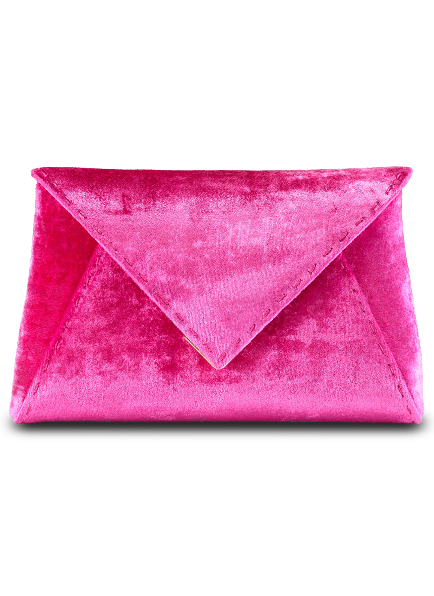 Lee Small ‘Pouchet' in Fuchsia Crushed Velvet with Chain