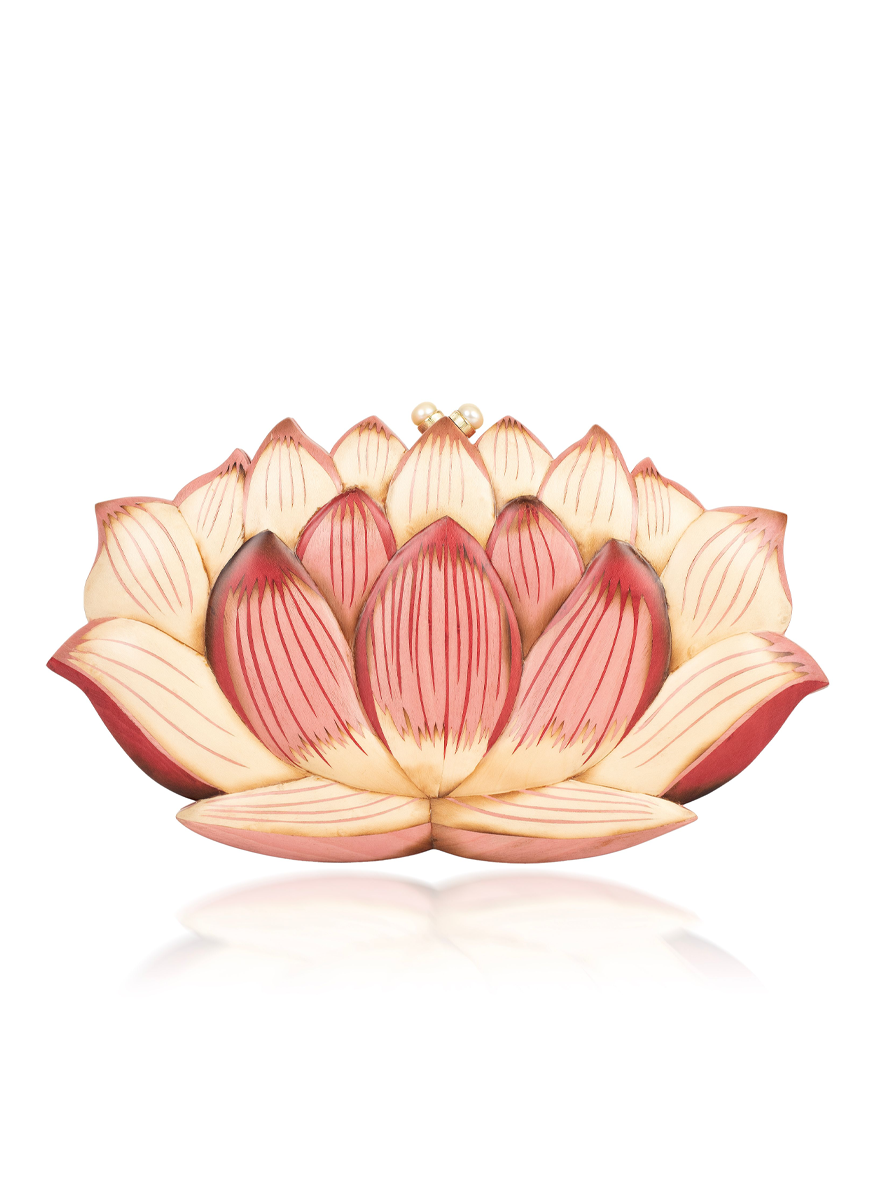 Lotus Flower Marquetry Clutch