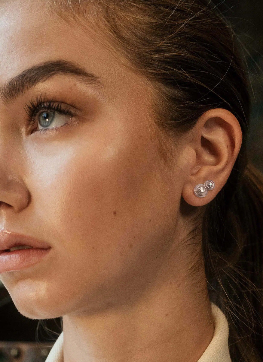 Orbit Studs, Moonstone, Medium
