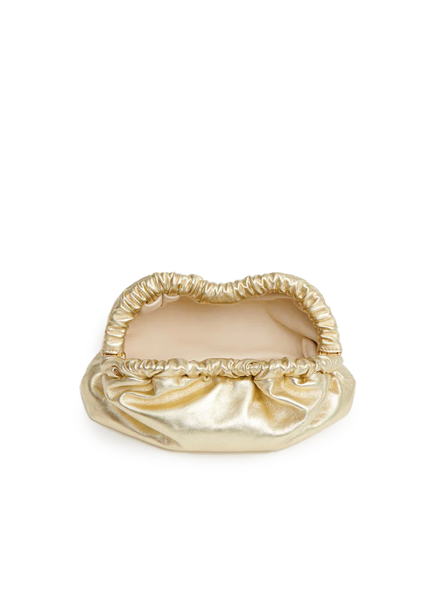 Mini Cloud Clutch in Gold Leather