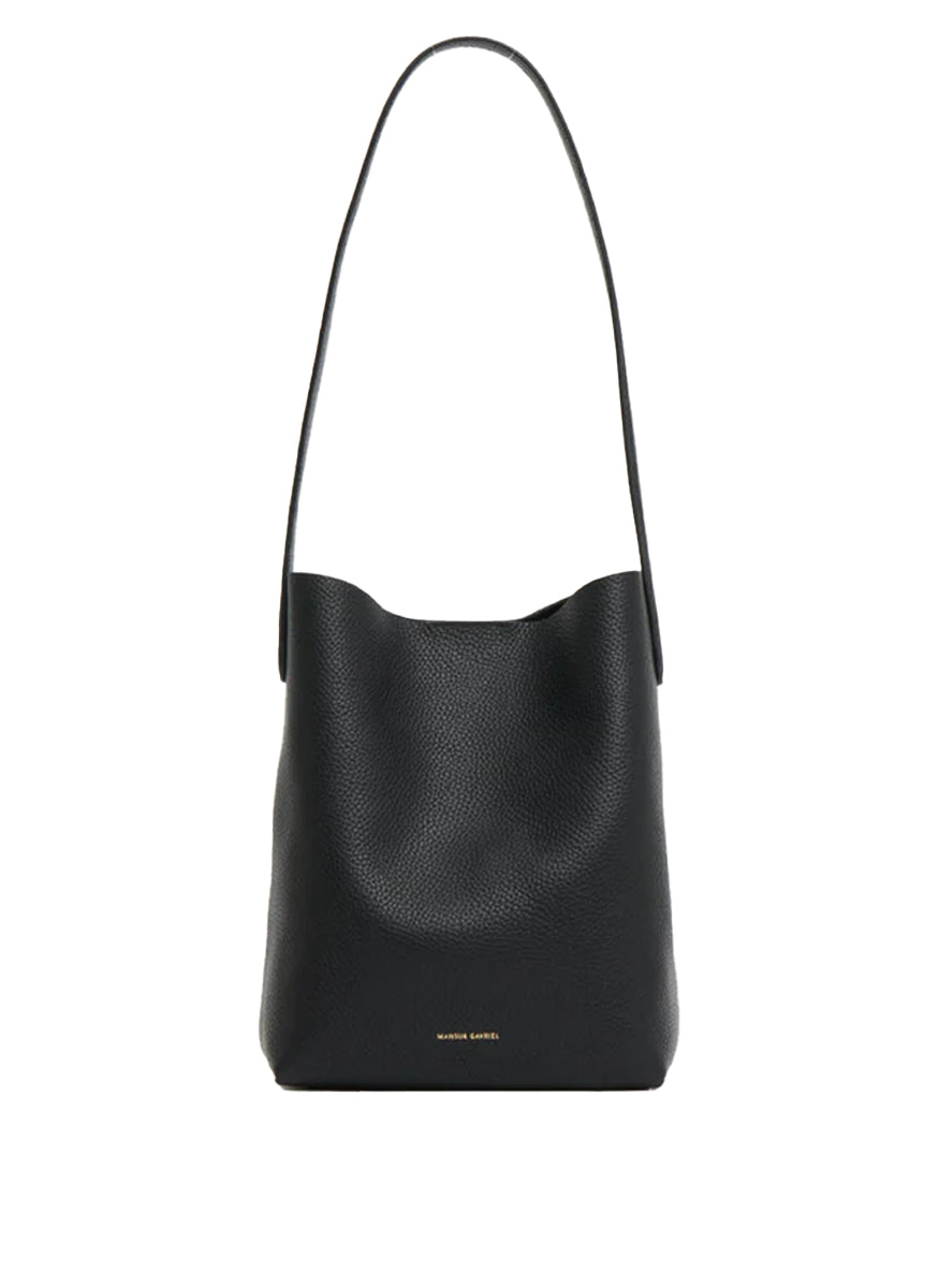Small Everyday Cabas in Black Pebble Leather