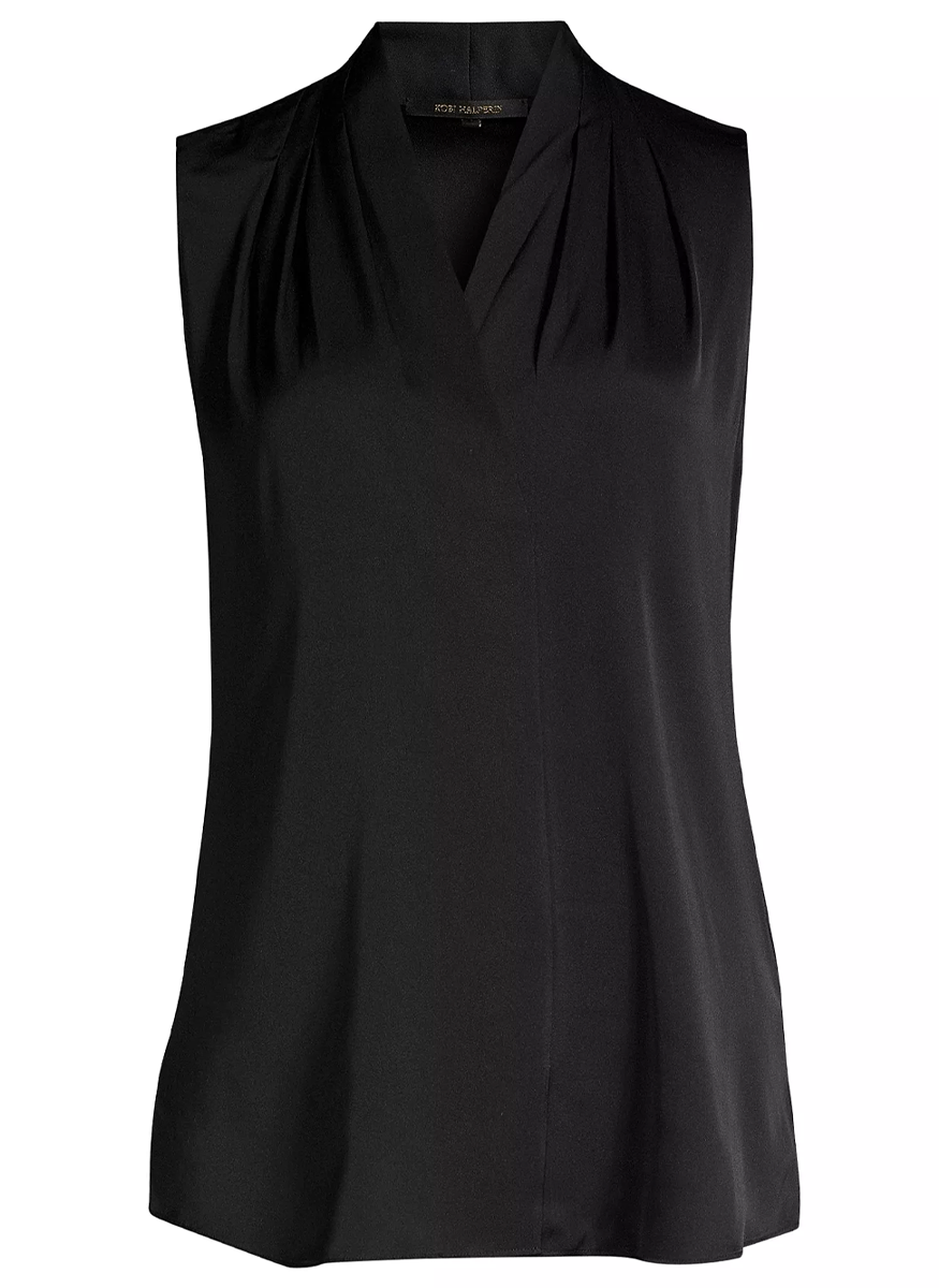 Mila Stretch-Silk Sleeveless Top in Black