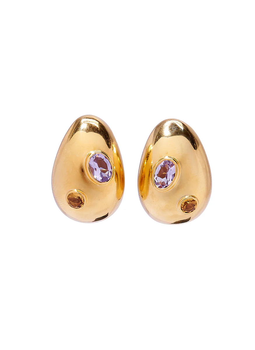 Mini Arp Earrings, Studded Gold