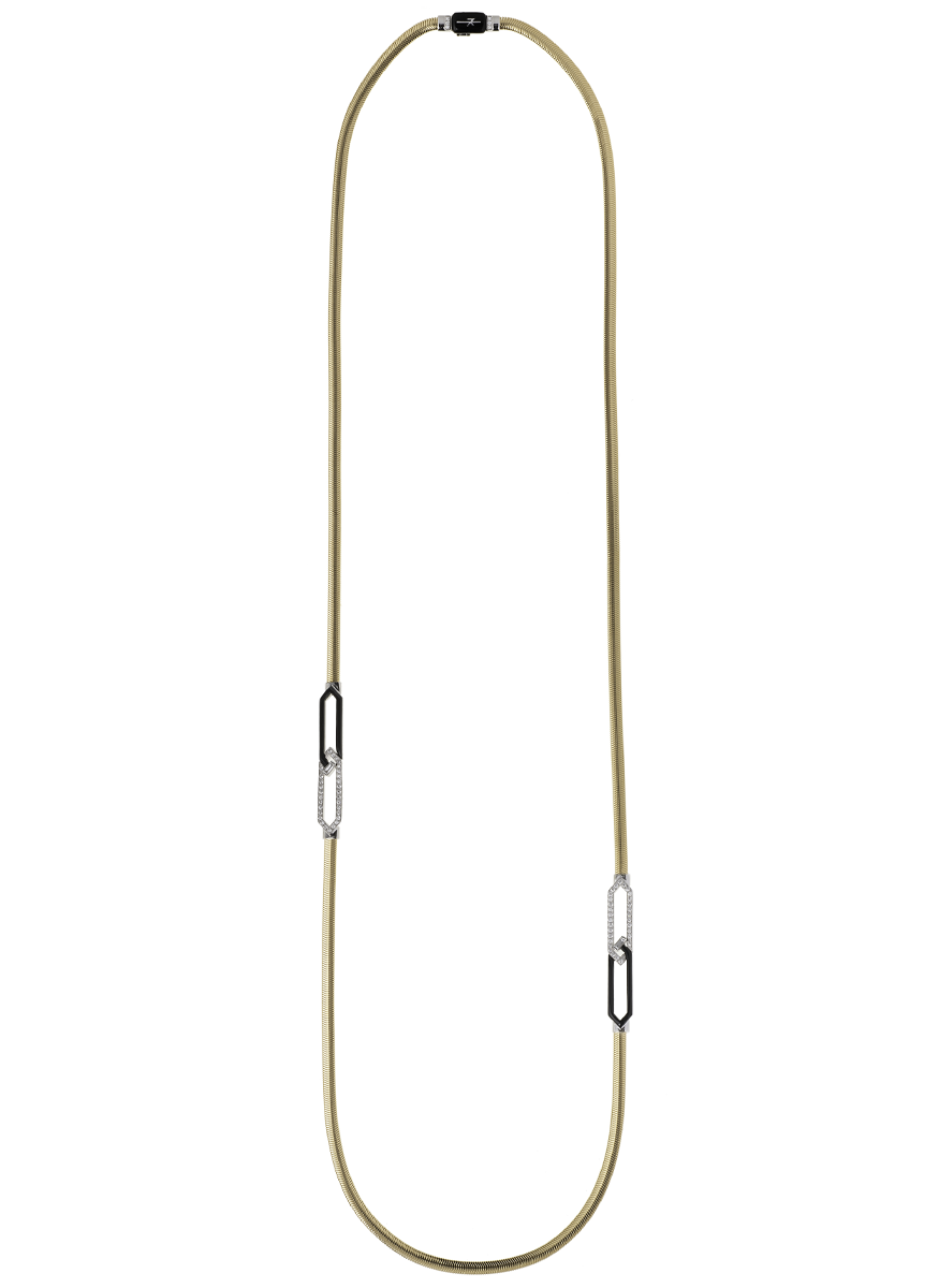 Feelings Diamond and Black Enamel Necklace